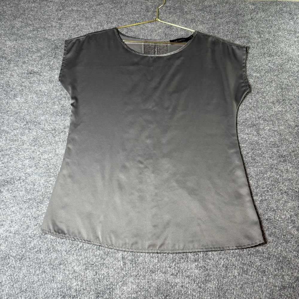 Limited Top Blouse Charcoal/Gray Shell Layering Basic Career Lace‎ Back XS
